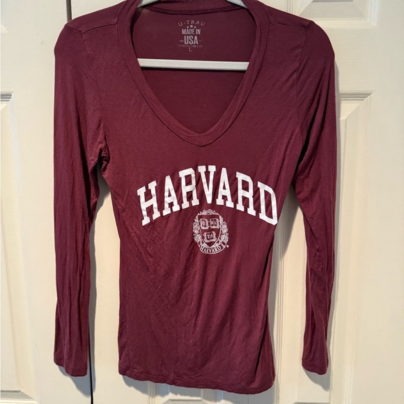 J. America Tops - J. America Women's Burgundy Harvard Long Sleeve Tee